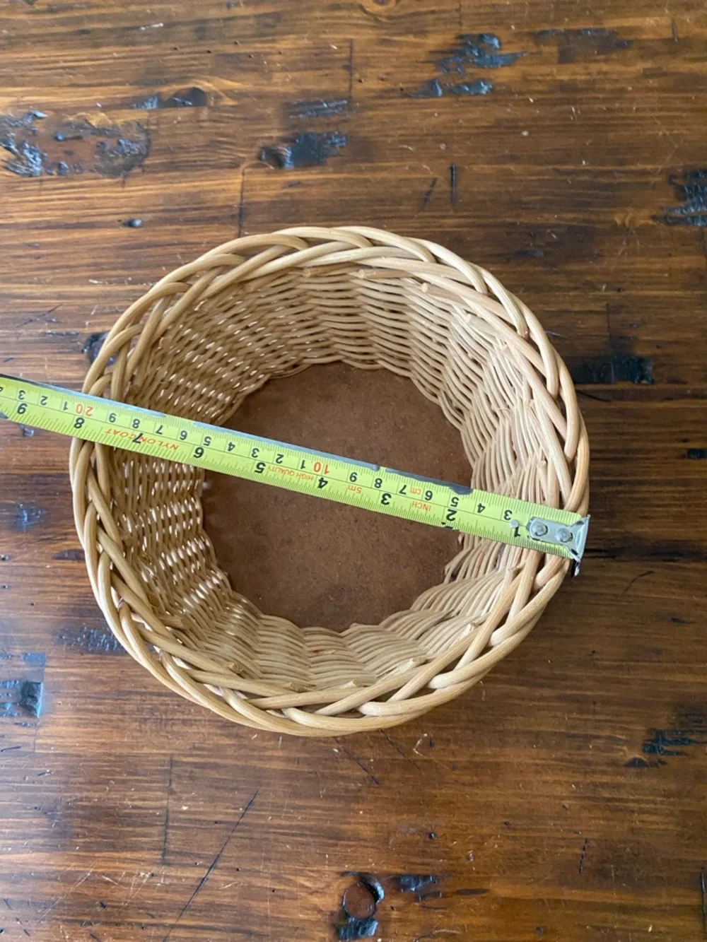 Natural Woven Basket Light Brown tan circular storage‎ boho cottagecore